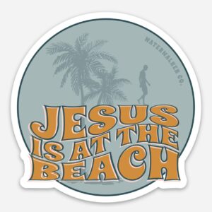 Jesus is at the Beach Vinyl Sticker - Orange